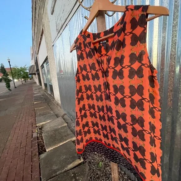 Women's Size Small NIC+ZOE Sleeveless Orange/Black Armadillo Top - Picture 15 of 16